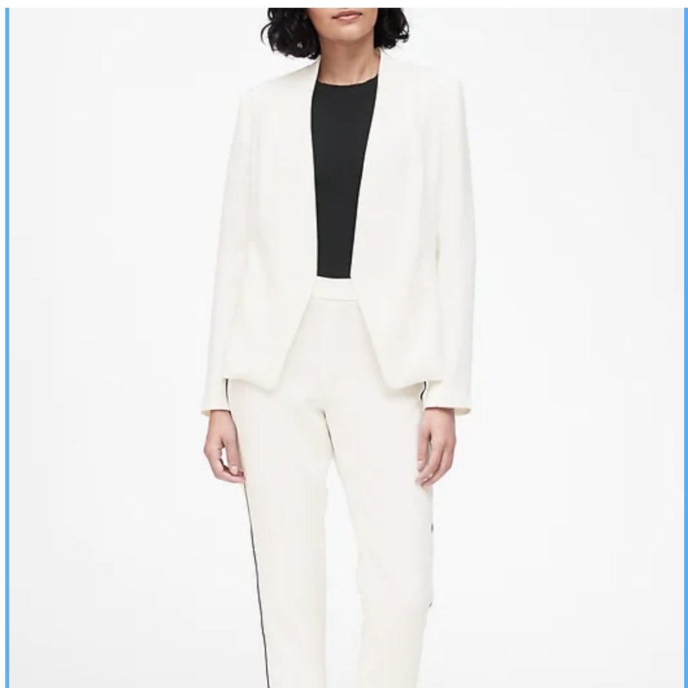Banana Republic Collarless Blazer White Size 2 XS